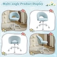 thumbnail image 4 of UBesGoo Comfy Office Chair with Wheels, Cute Rolling Vanity Makeup Chair, Adjustable Linen Fabric Task Chair for Makeup Room, Light Blue, 4 of 9