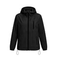thumbnail image 5 of GERsome Women's Waterproof Jacket Full Zip Lightweight Travel Hiking Hooded Rain Coat with Pocket Black L, 5 of 7