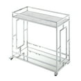 thumbnail image 2 of Convenience Concepts Town Square Chrome Faux Marble Mirrored Bar Cart with Shelf, White Marble/Mirror/Chrome, 2 of 8