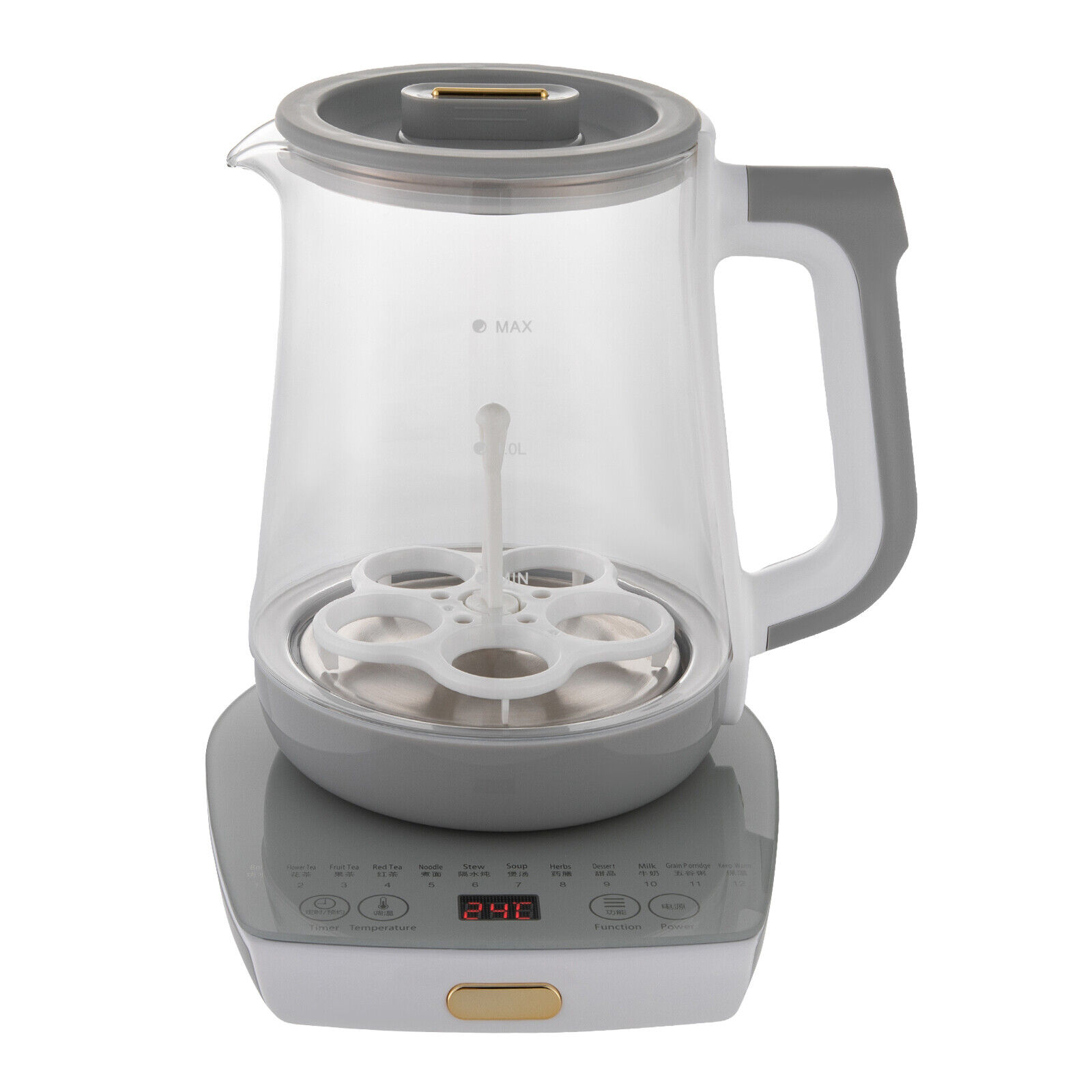 Health Electric Tea Kettle Strainer Glass Tea Maker Tea Water Boiler with Panel