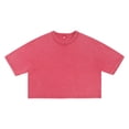 thumbnail image 6 of WEIGFI Womens Tshirts Cotton Loose Fit Workout Cropped Tops Yoga Running Crew Neck Short Sleeve Lightweight Clothes Solid Color Trendy Soft Vacation Everyday Wear,Red,L, 6 of 7