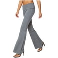 thumbnail image 6 of Lenpel Womens Striped Fold over Pants Soft Low Waist Lounge Trousers Summer Trendy Stretch Flare Leggings, 6 of 6