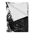 thumbnail image 2 of Halloween Soft Flannel Fleece Throw Blanket, Gothic Dead Skull Face Close up Sketch Evil Anatomy Skeleton Illustration, Cozy Plush for Indoor and Outdoor Use, 60" x 80", Black White, by Ambesonne, 2 of 5