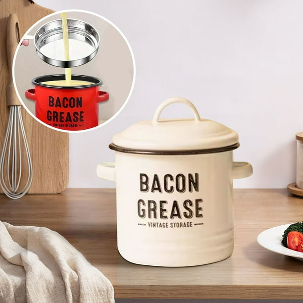 Olla vintage de conservación de aceite esmaltado de 3,5L Gran capacidad para vaciar el bico hermético y tapa hermética para cocina – diseño clásico, recipiente multiusos para alimentos