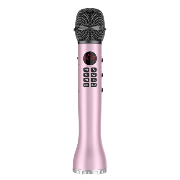 Bearachild L-598 K Micrófono de canción Función de tarjeta TF Altavoz de inalámbrico Pantalla LED Grabadora de reducción de ruido Teléfono y Comunicación Rosado