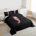 thumbnail image 3 of jejeloiu Initial Letter J Queen Comforter Set,Pink Romantic Flower Bedding Comforter Set For Girls Teens Reversible 3pcs, 3 of 8