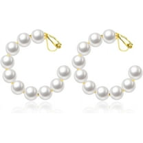 Clip On Earrings For Women 14K Gold Silver Plated Hoop Pearl Earrings Minimalist Jewelry For Women[Z1]