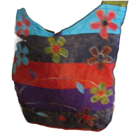 JUPA Place Patchwork Shoulder Crossbody Hippie Bag - Colorful Cotton Messenger Sling Bohemian Boho bag - Shoulder Beach Bag Bohemian Purse