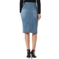 thumbnail image 3 of INSPIRE CHIC Women's Jean Skirts High Waist Front Slit Stretch A-Line Denim Midi Skirt XL Light Blue, 3 of 6