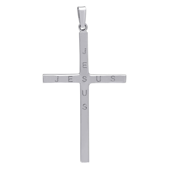 925 Sterling Silver Mens Jesus Cross Religious Charm Pendant Necklace for Men - 4.4 Grams