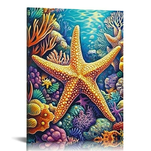 Autua Starfish Corals Sea Life Canvas Wall Art for Living Room Bedroom Home Office Decor 12x16 in