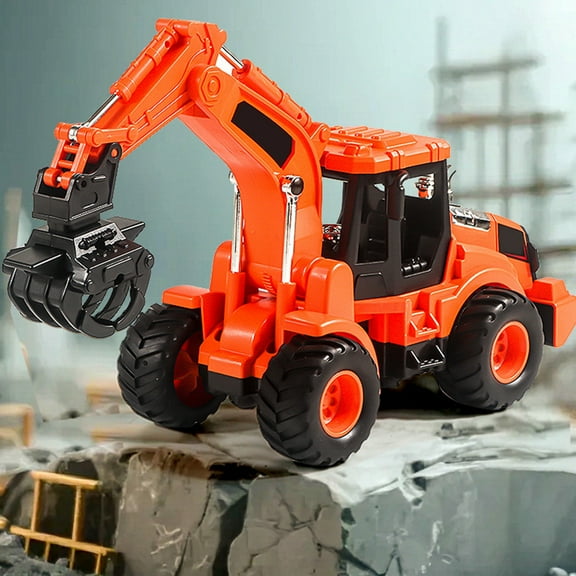 Vggrvlo Construction Truck Vehicle Toy Timber Grab Excavator Made with Sturdy Plastic Collections Room Decoration for Ki-ds