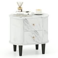 thumbnail image 1 of Gymax Table de Chevet avec 2 Tiroirs Table de Chevet en Faux Marbre pour Petit Espace, 1 of 10