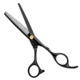 thumbnail image 4 of Tijeras para el cabello, 9 Uds., juegos profesionales de tijeras para cortar el cabello de oro negro, suministros de tijeras de peluquero de acero inoxidable, tijeras rectas, 4 of 5