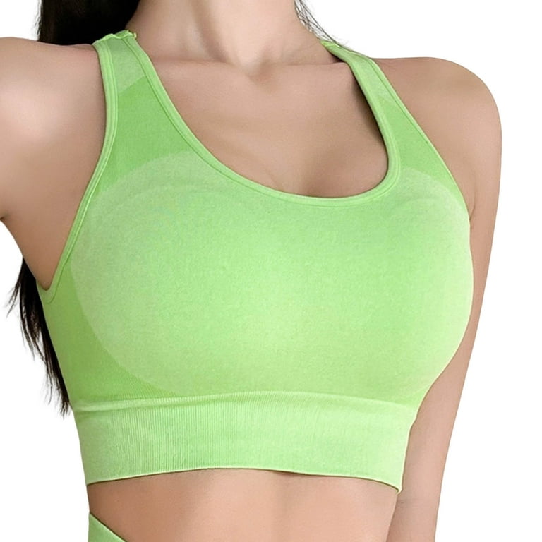 Honrane Women Bra Solid Color Lightweight Stretchy Quick Dry Intimacy U  Neck Hollow Out Padded Push Up Sports Brassieres Daily Clothes