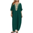 thumbnail image 2 of TMOYZQ Kaftan Dresses for Women Embroidered Short Sleeve V-Neck Plus Size Caftans Bikini Swimsuit Cover-Up Long Beach Dress, 2 of 6