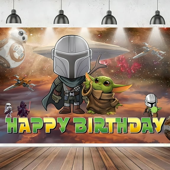 Happy Birthday Star Anime Wars Theme Backdrops Banner Birthday Party Decor Supplies,5.9x3.6ft