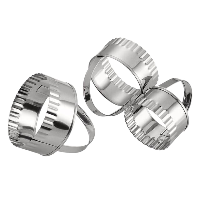 Acero inoxidable anillo de la galleta de hornear pastel de impresión de 3 piezas Juego de herramientas de impresión de la torta de patrón plano redondo