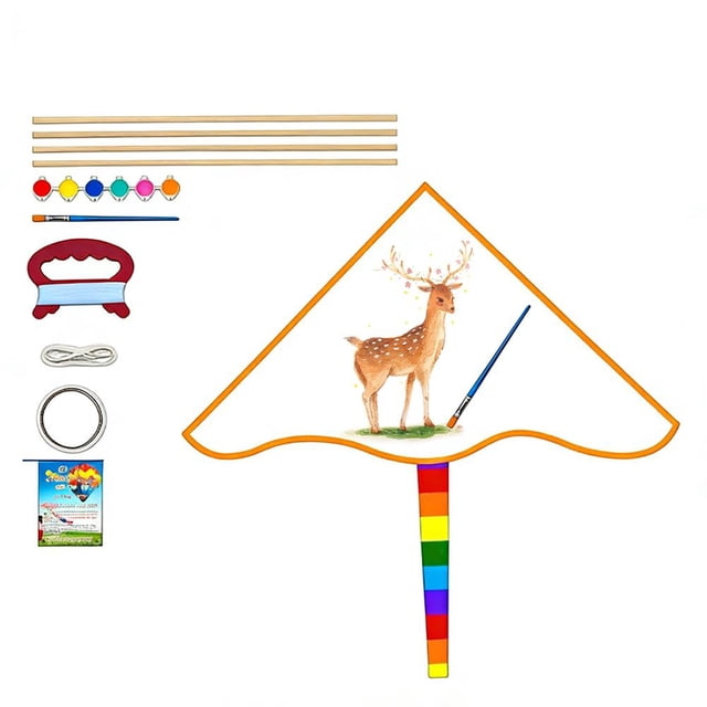 DIY Paint Paper Kite Set Parent child School Painting Course Fly Tail Kites Gingham Fun Game