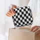 thumbnail image 2 of Bolsa De Almacenamiento Monedero de punto negro de gran capacidad con diseño de cuadros, bolsa de almacenamiento portátil para maquillaje y lápiz labial (1 unidad) JASKFLY, 2 of 9