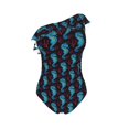 thumbnail image 4 of Yiaed Blue Seahorse Print Women One Piece Swimsuits Tummy Control One Shoulder Bathing Suits Pattern Ruffle Swimwear-Large, 4 of 8