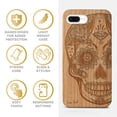 thumbnail image 4 of Case Yard Wooden Case Outside Soft TPU Silicone, Slim Fit Shockproof Wood Protective Phone Cover for Girls Boys Men and Women, Supports Wireless Charging Ice Skull Design case for iPhone-8-Plus, 4 of 7