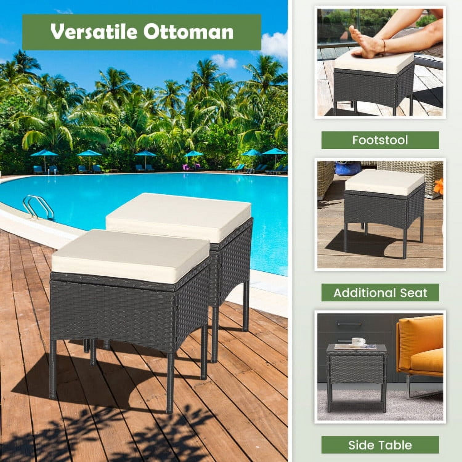 Aimee Lii 5 Pieces Outdoor Wicker Sofa Set with Coffee Table, Backyard Furniture Aimee Lii 5 Pieces Outdoor Wicker Sofa Set with Coffee Table, Backyard Furniture