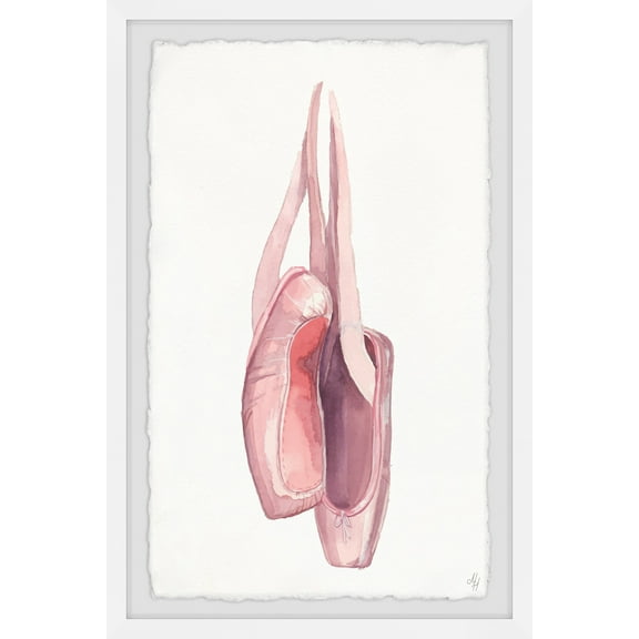 Marmont Hill Pink Ballet Shoes Framed Wall Art, 8.00" x 1.50"