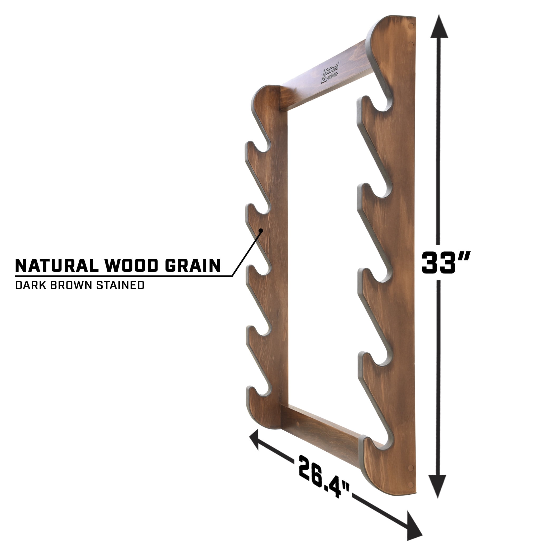 GoSports Outdoors Wall Mounted Firearm Display Rack with Premium Wood Stain - Holds 5 Rifles or Shotguns