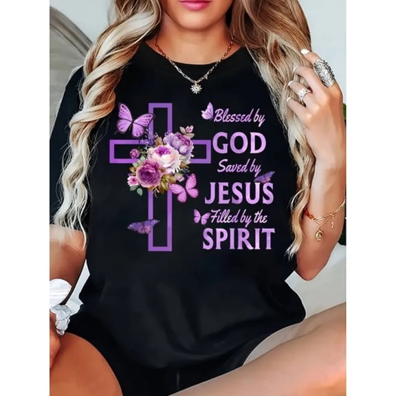 Religious Faith 2026 New Style, Fashion Women's Round Neck T-Shirt, Four Seasons, Soft Comfort