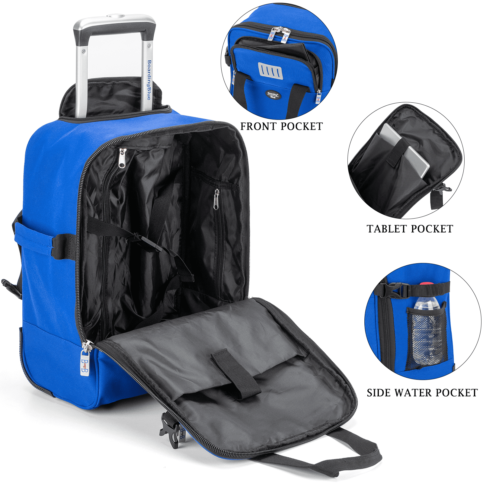 17x13x8 Inches JetBlue Airlines Rolling Personal Item Underseat Travel Bag - Suitable for Major Airlines including Spirit, Jetblue and Frontier- Duffel Bag Design (Navy)