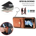 thumbnail image 3 of Compatible Samsung Galaxy Z Flip 5 Case with Card Holder,Shockproof RFID Blocking PU Leather Crossbody Protective Case for Galaxy Z Flip 5 Case with Lanyard,Samsung Z Flip 5 Leather Case Brown, 3 of 13