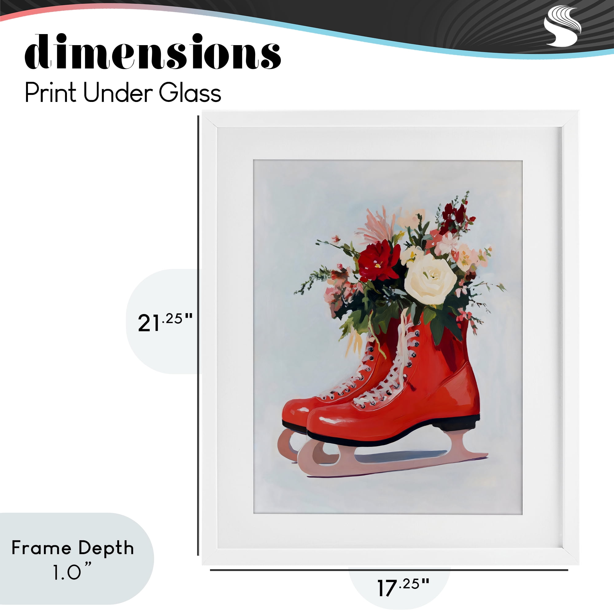 Stupell Industries Floral Ice Skates White Framed Print Under Glass, design by The Prints Vibe