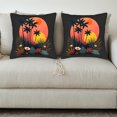 thumbnail image 3 of Set of 2 Tropical Throw Pillow Covers 18x18in - Vibrant Sunset Design with Palm Trees & Exotic Flowers for Couch Bed Car Decor, 3 of 8