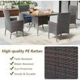thumbnail image 4 of Kullavik 5-Piece Patio Outdoor Dining Set, Wicker Patio Furniture Set of 4 Rattan Chairs with Soft Cushions and Square Table with Umbrella Cutout, Navy Blue, 4 of 7