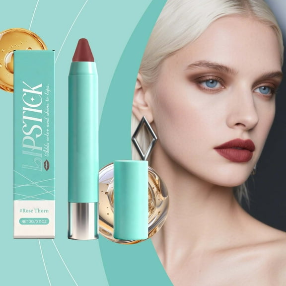 Moisture Smooth Color Stick for Lips, Matte Longwear Lipstick, Long Lasting Waterproof, Lips Stick Crayon Cream Lip Liner Lipstick Combo Makeup, Flawless Ombre Effect (Reddish Brown)