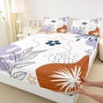 thumbnail image 3 of jejeloiu Tropical Botanical Monstera Bed Sheets,Rustic Plant Leaves King Sheets,White Purple Brown Sheet Set For Girls Kids,Microfiber Bedroom Decor,4-Piece, 3 of 7