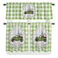 thumbnail image 2 of Kitchen Window Curtains Valance and Tier Set, Easter Green Truck with Gnomes on Wood Plank Rod Pocket Tier Curtain Valance Set, Buffalo Plaid Light Filtering Cafe Curtains for Bedroom Living Room, 2 of 9