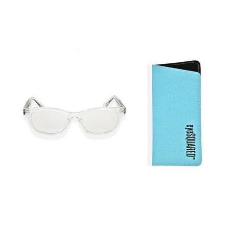 eyeSQUARED Adult Unisex Clear Frame Blue Light Blocking Glasses with Blue Eco Friendly Case