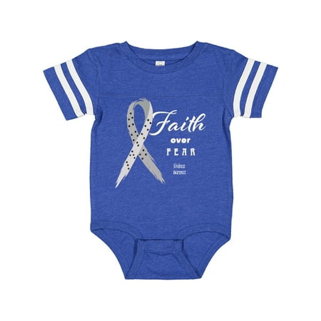 

Inktastic Faith Over Fear Blindness Awareness with Ribbon Gift Baby Boy or Baby Girl Bodysuit