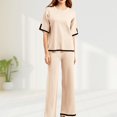 thumbnail image 4 of Ladies 2 Piece Pant Set Crew Neck Basic Top Long Pant Loose Fit Sleepwear Outfit, 4 of 8