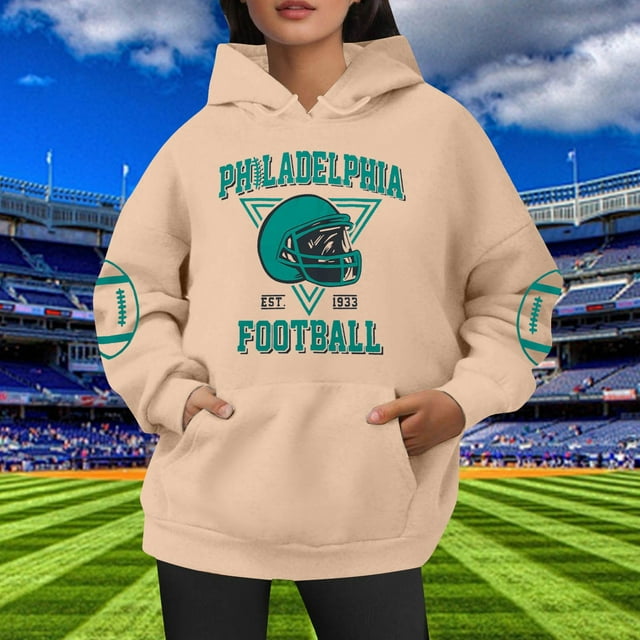 TINZ Chandail à Capuchon de Football pour Femmes Chandail de Jour de Match Chandail de Maman de Football Chandail Décontracté à Col Rond Chandail à Enfiler Robe à Capuche Zippée pour Femmes Chandail à Enfiler Grande Taille Chandails à Capuche pour Femmes