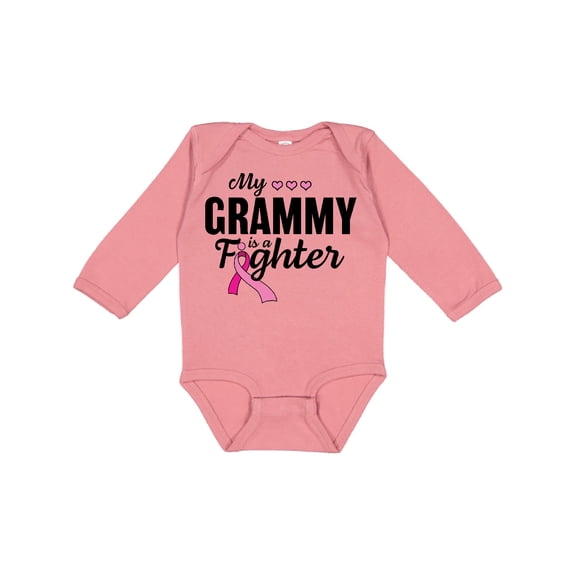 Inktastic Breast Cancer Awareness My Grammy is a Fighter Boys or Girls Long Sleeve Baby Bodysuit
