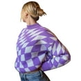 thumbnail image 5 of Seyurigaoka Women Juniors Sweater, Rhomboid Pattern Round Collar Long Sleeve Knitwear, 5 of 9