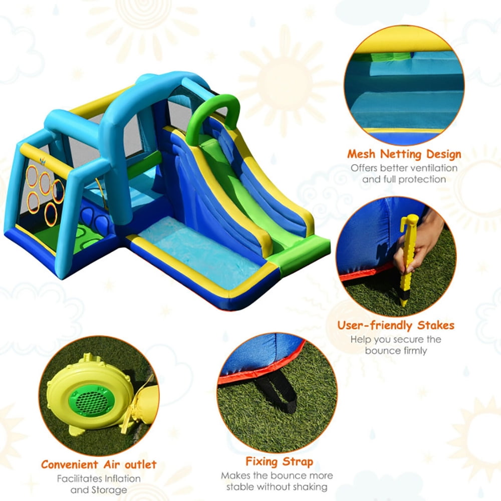 Aimee Lii 5-in-1 Kids Inflatable Climbing Bounce House without Blower, Playhouse for Kids Outdoor