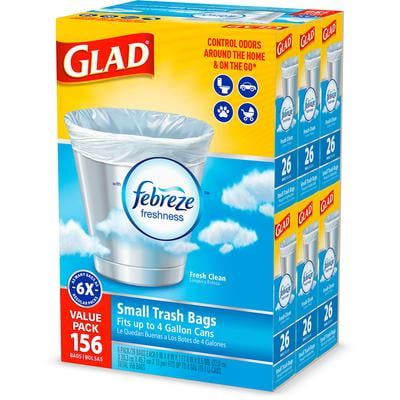 AM3 Details about   Glad Small Garbage Bags w Odor Shield 4 Gal 26 bags NEW Febreze Fresh Linen 