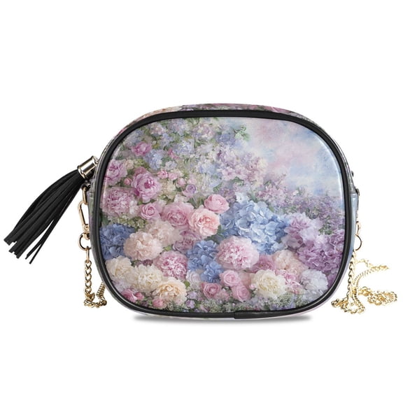 Womens Casual Chain Shoulder Bag Simple style Floral Painting with Paste Crossbody Bag