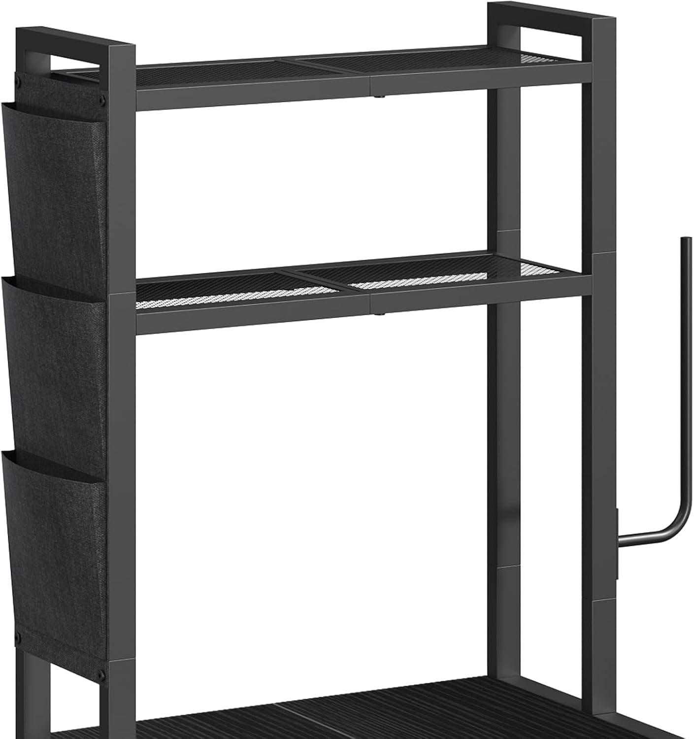 Bakers Rack with Mini Fridge Shelf, 3-Tier Microwave Stand, Coffee Bar Station with Paper Holder, Freestanding Kitchen Storage Rack, for Kitchen, Black BRBK5401