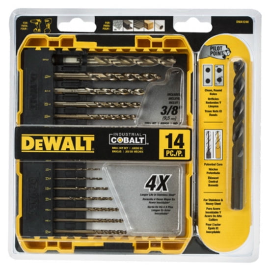 DeWalt DWA1240 Pilot Point Metal & Wood Drilling Industrial Cobalt, 14 ...