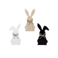 thumbnail image 2 of Farmhouse Spring decor, Easter Home decorations, 3 Set, Rustic Home decor, Black Home decor, Freestanding Bunny Figurines, Seasonal Table Accent, Assorted Sizes, Jute Bow detail, 2 of 6